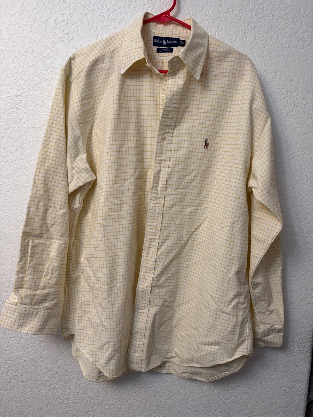 Ralph Lauren Men’s Pale Yellow Check Button-Down Shirt